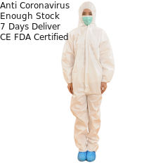 सफेद गैर बुना सर्जिकल गाउन, डिस्पोजेबल Hooded Coveralls नि: शुल्क नमूना है