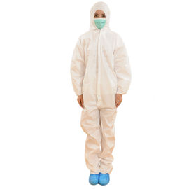 White Non Woven Surgical Gown , Disposable Hooded Coveralls Free Sample